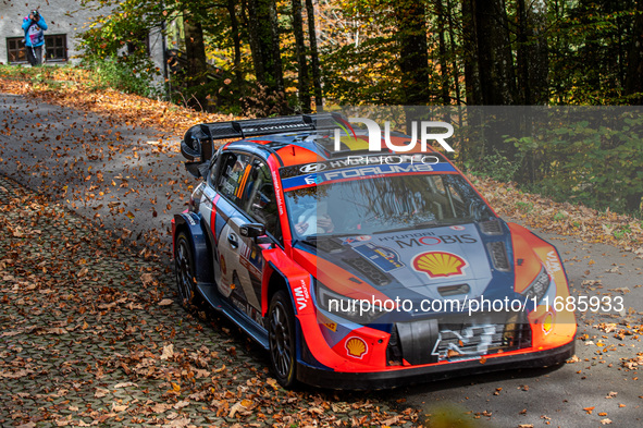 Thierry Neuville (Belgium) and Martijn Wydaeghe (Belgium) drive a Hyundai i20 N Rally1 Hybrid for the Hyundai Shell Mobis World Rally Team d...