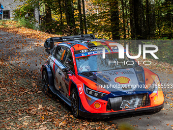 Thierry Neuville (Belgium) and Martijn Wydaeghe (Belgium) drive a Hyundai i20 N Rally1 Hybrid for the Hyundai Shell Mobis World Rally Team d...