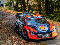 Thierry Neuville (Belgium) and Martijn Wydaeghe (Belgium) drive a Hyundai i20 N Rally1 Hybrid for the Hyundai Shell Mobis World Rally Team d...