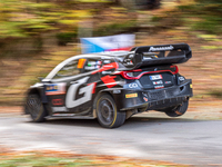 Sebastien Ogier (France) and Vincent Landais (France) drive a Toyota GR Yaris Rally1 Hybrid for the Toyota Gazoo Racing WRT team during the...