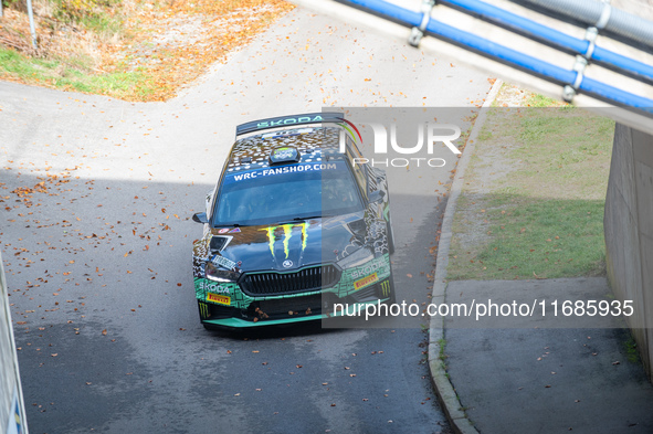 Oliver Solberg (Swe) and Elliott Edmondson (Gbr) drive a SKODA Fabia RS for team TOKSPORT WRT 2 during the WRC Central European Rally from O...