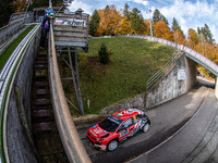 Nikolay Gryazin and Konstantin Alexandrov drive a Citroen C3 for the DG Sport Competition team during the WRC Central European Rally in Cent...