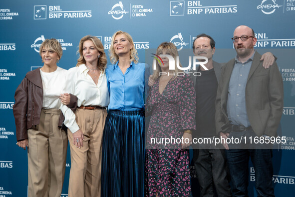 Paola Minaccioni, Claudia Gerini, Claudia Zanella, Michela Andreozzi, Rocco Papaleo, and Carlo De Ruggieri attend the ''100 Di Questi Anni''...