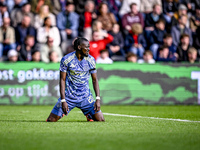 AFC Ajax Amsterdam forward Bertrand Traore plays during the match between Heracles Almelo and Ajax at the Asito Stadium for the Dutch Erediv...