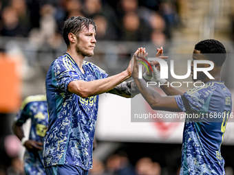 AFC Ajax Amsterdam forward Wout Weghorst celebrates the 2-3 goal during the match between Heracles Almelo and Ajax at the Asito Stadium for...