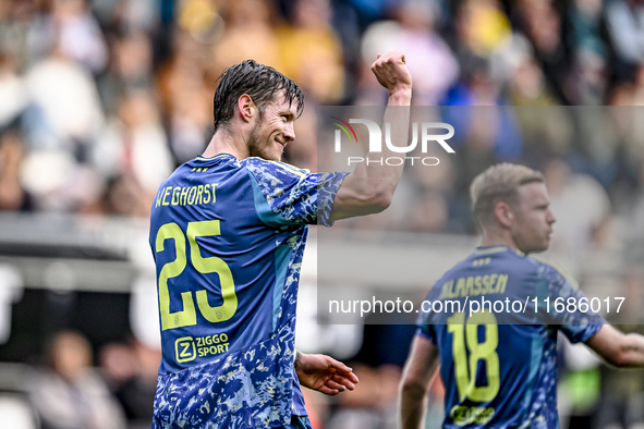 AFC Ajax Amsterdam forward Wout Weghorst celebrates the 2-3 goal during the match between Heracles Almelo and Ajax at the Asito Stadium for...