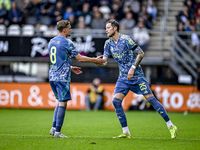 AFC Ajax Amsterdam midfielder Kenneth Taylor and AFC Ajax Amsterdam forward Wout Weghorst participate in the match between Heracles Almelo a...