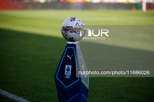 The Italian Serie A official ball is present during the Italian Serie A soccer championship football match between Venezia FC and Atalanta B...