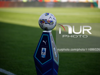 The Italian Serie A official ball is present during the Italian Serie A soccer championship football match between Venezia FC and Atalanta B...