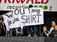 Fans of Heracles Almelo display a banner for AFC Ajax Amsterdam forward Wout Weghorst during the match between Heracles Almelo and Ajax at t...