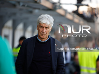 Atalanta's head coach Gian Piero Gasperini is present during the Italian Serie A soccer championship match between Venezia FC and Atalanta B...