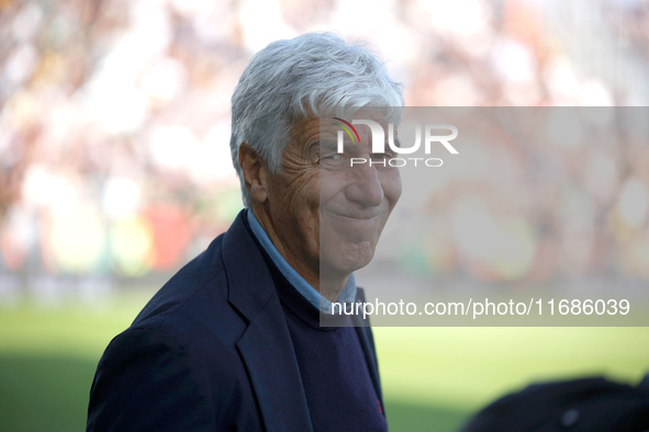 Atalanta's head coach Gian Piero Gasperini is present during the Italian Serie A soccer championship match between Venezia FC and Atalanta B...