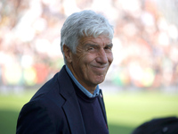 Atalanta's head coach Gian Piero Gasperini is present during the Italian Serie A soccer championship match between Venezia FC and Atalanta B...