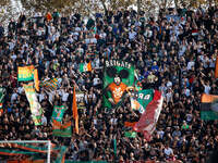 Venezia's supporters attend the Italian Serie A soccer championship match between Venezia FC and Atalanta BC at Pierluigi Penzo Stadium in V...