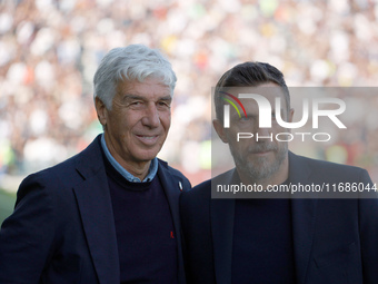 Atalanta's head coach Gian Piero Gasperini and Venezia's head coach Eusebio Di Francesco are present during the Italian Serie A soccer champ...