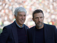 Atalanta's head coach Gian Piero Gasperini and Venezia's head coach Eusebio Di Francesco are present during the Italian Serie A soccer champ...