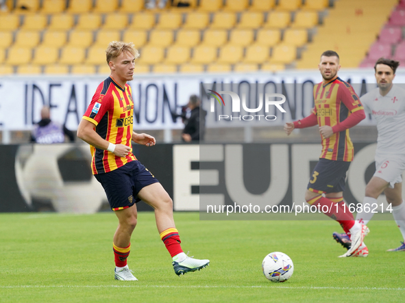 Balthazar Pierret of US Lecce during the Serie A match between Lecce and Fiorentina in Lecce, Italy, on October 20, 2024. 