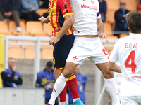 Nikola Krstovic of US Lecce is in action during the Serie A match between Lecce and Fiorentina in Lecce, Italy, on October 20, 2024. (