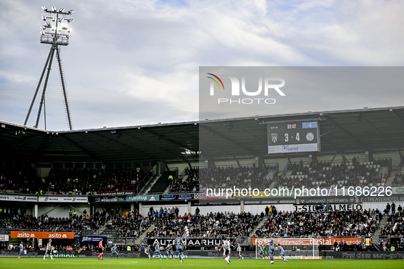 The stadium overview shows the final score on the scoreboard during the match between Heracles Almelo and Ajax at the Asito Stadium for the...