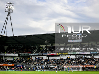 The stadium overview shows the final score on the scoreboard during the match between Heracles Almelo and Ajax at the Asito Stadium for the...