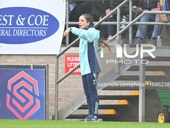 Interim manager Renee Slegers (Manager Arsenal) gestures during the Barclays FA Women's Super League match between West Ham United and Arsen...