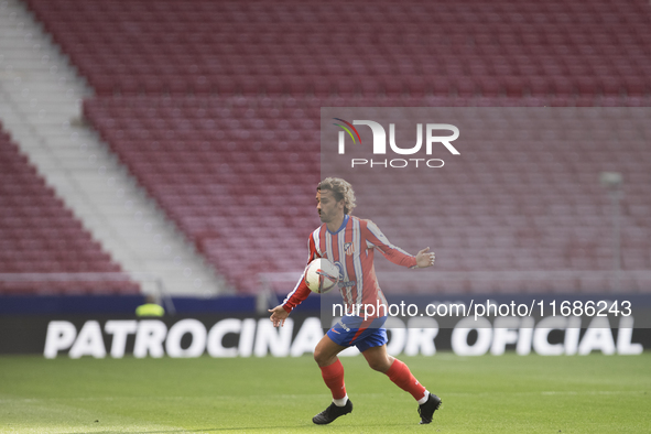 Antoine Griezmann of Atletico de Madrid controls the ball during the La Liga 2024/25 match between Atletico de Madrid and Leganes at Riyadh...