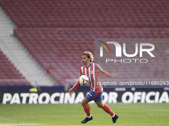 Antoine Griezmann of Atletico de Madrid controls the ball during the La Liga 2024/25 match between Atletico de Madrid and Leganes at Riyadh...