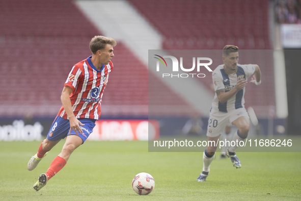 Pablo Barrios of Atletico de Madrid is in action during the La Liga 2024/25 match between Atletico de Madrid and Leganes at Riyadh Air Metro...