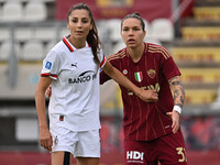 Nadia Nadim of A.C. Milan Femminile and Elena Linari of A.S. Roma Femminile participate in the 7th day of the Serie A Femminile eBay Champio...