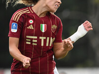 Alayah Pilgrim of A.S. Roma Femminile is in action during the 7th day of the Serie A Femminile eBay Championship between A.S. Roma and A.C....