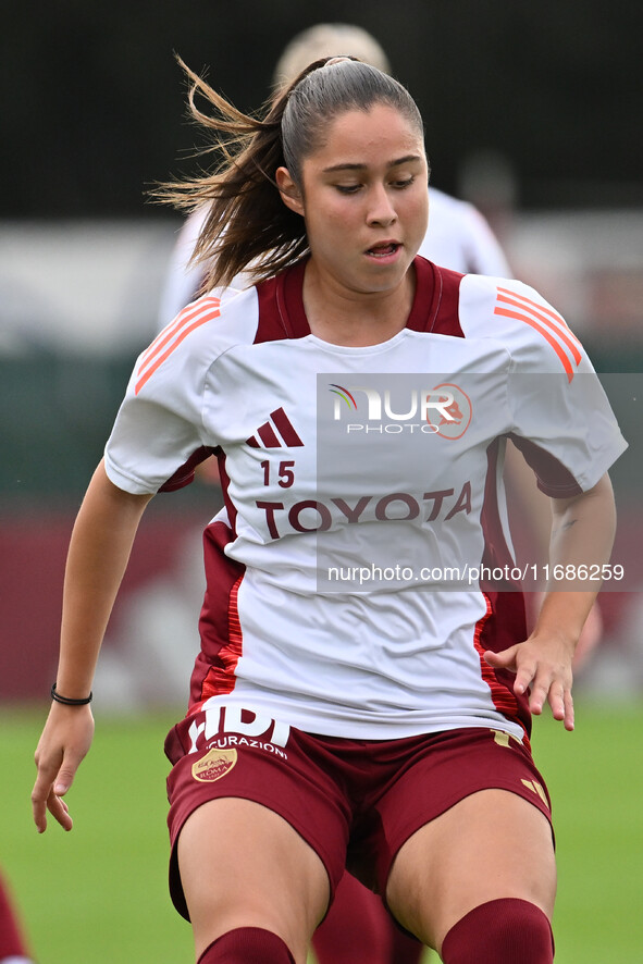 Giulia Dragoni of A.S. Roma Femminile participates in the 7th day of the Serie A Femminile eBay Championship between A.S. Roma and A.C. Mila...