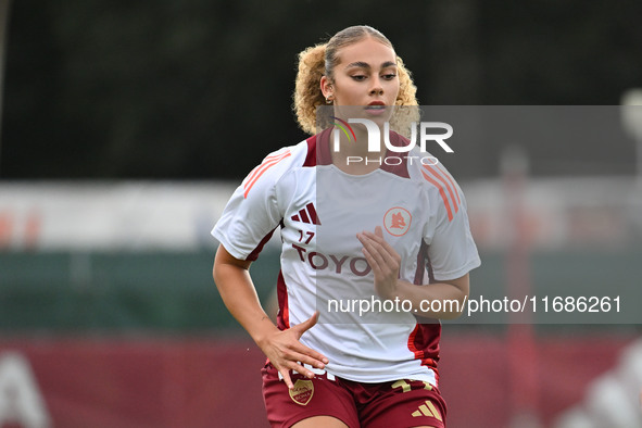 Alayah Pilgrim of A.S. Roma Femminile is in action during the 7th day of the Serie A Femminile eBay Championship between A.S. Roma and A.C....