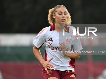 Alayah Pilgrim of A.S. Roma Femminile is in action during the 7th day of the Serie A Femminile eBay Championship between A.S. Roma and A.C....