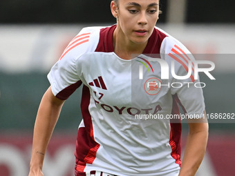 Alayah Pilgrim of A.S. Roma Femminile is in action during the 7th day of the Serie A Femminile eBay Championship between A.S. Roma and A.C....