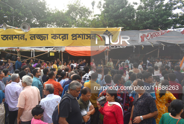 Citizens of Kolkata protest over the sexual assault and murder of a postgraduate woman doctor in Kolkata, India, on October 20, 2024. 