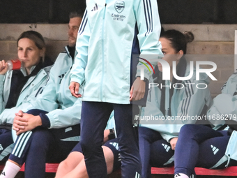 Interim manager Renee Slegers (Manager Arsenal) looks on during the Barclays FA Women's Super League match between West Ham United and Arsen...