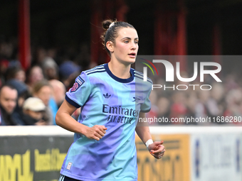 Emily Fox (2 Arsenal) looks on during the Barclays FA Women's Super League match between West Ham United and Arsenal at the Chigwell Constru...