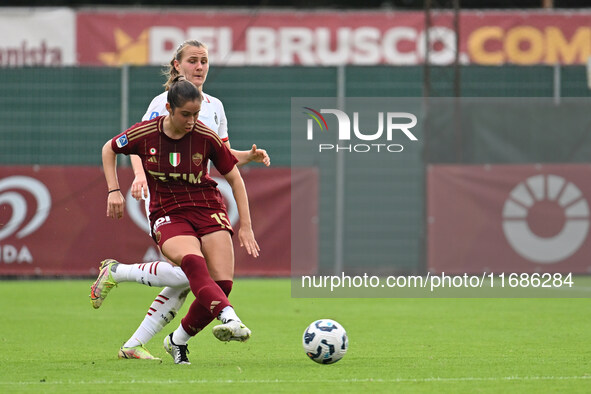 Giulia Dragoni of A.S. Roma Femminile is in action during the 7th day of the Serie A Femminile eBay Championship between A.S. Roma and A.C....