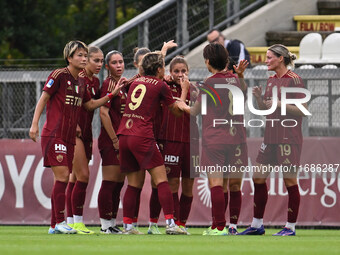 Manuela Giugliano of A.S. Roma Femminile celebrates after scoring the goal to make it 1-1 during the 7th day of the Serie A Femminile eBay C...