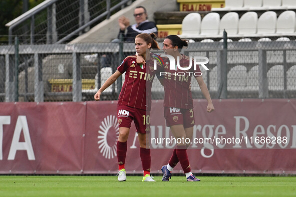 Manuela Giugliano of A.S. Roma Femminile celebrates after scoring the goal to make it 1-1 during the 7th day of the Serie A Femminile eBay C...