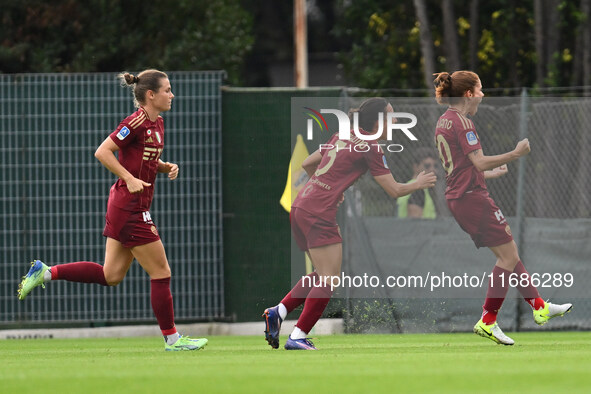 Manuela Giugliano of A.S. Roma Femminile celebrates after scoring the goal to make it 1-1 during the 7th day of the Serie A Femminile eBay C...