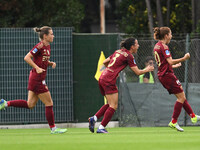 Manuela Giugliano of A.S. Roma Femminile celebrates after scoring the goal to make it 1-1 during the 7th day of the Serie A Femminile eBay C...