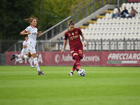 Nadia Nadim of A.C. Milan Femminile and Elena Linari of A.S. Roma Femminile play during the 7th day of the Serie A Femminile eBay Championsh...