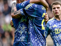 AFC Ajax Amsterdam midfielder Jordan Henderson and forward Wout Weghorst celebrate the 3-4 goal during the match between Heracles Almelo and...