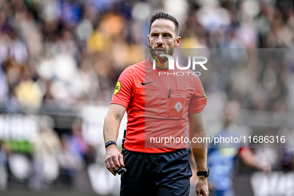 Referee Edwin van de Graaf officiates during the match between Heracles Almelo and Ajax at the Asito Stadium for the Dutch Eredivisie season...