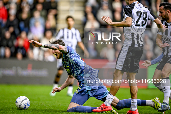 AFC Ajax Amsterdam forward Wout Weghorst and Heracles Almelo midfielder Thomas Bruns give away a penalty during the match between Heracles A...