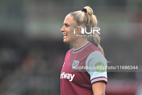 Shelina Zadorsky (14 West Ham) looks on during the Barclays FA Women's Super League match between West Ham United and Arsenal at the Chigwel...