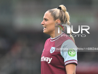 Shelina Zadorsky (14 West Ham) looks on during the Barclays FA Women's Super League match between West Ham United and Arsenal at the Chigwel...