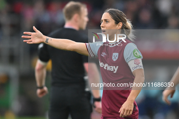 Katrina Gorry (22 West Ham) gestures during the Barclays FA Women's Super League match between West Ham United and Arsenal at the Chigwell C...