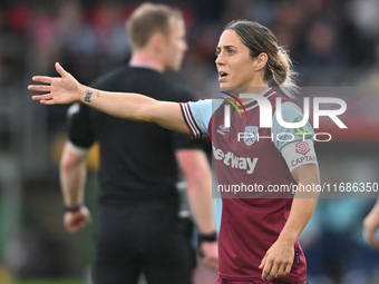 Katrina Gorry (22 West Ham) gestures during the Barclays FA Women's Super League match between West Ham United and Arsenal at the Chigwell C...